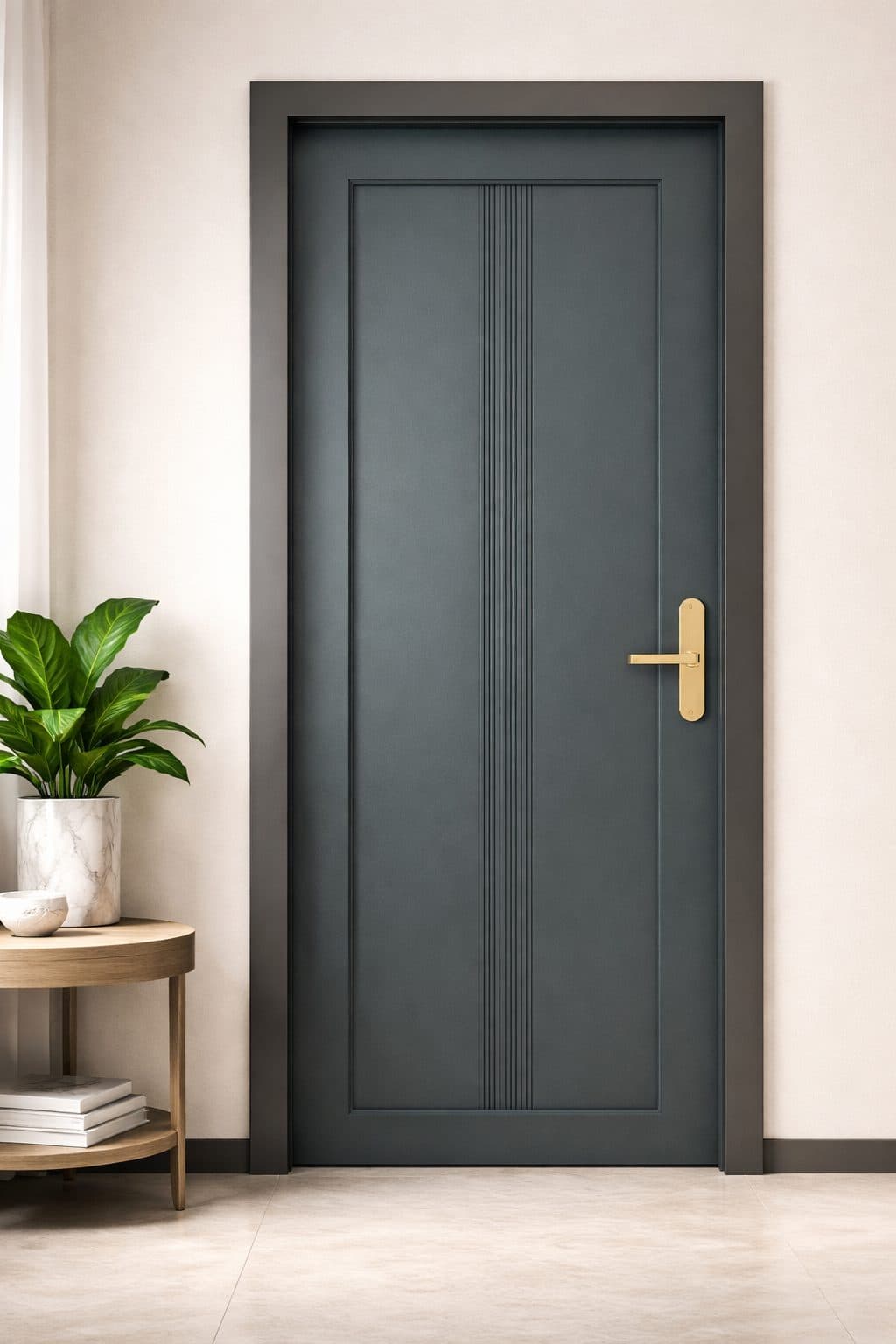 Grey laminate door with vertical panels